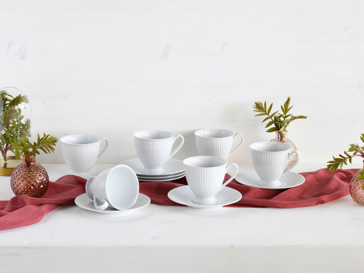 KAFFEESERVICE Weiß Valencia 12-teilig  - Weiß, Design, Keramik - Creatable