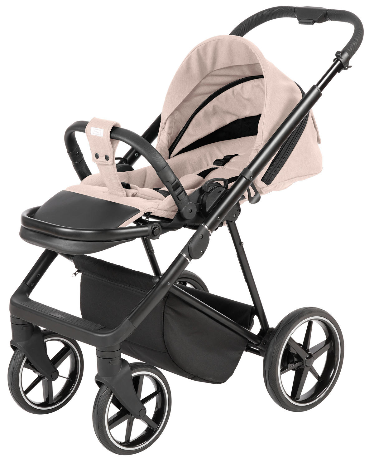 KINDERWAGENSET  - Taupe/Schwarz, Basics, Textil/Metall (57,5/116/101cm) - Jimmylee