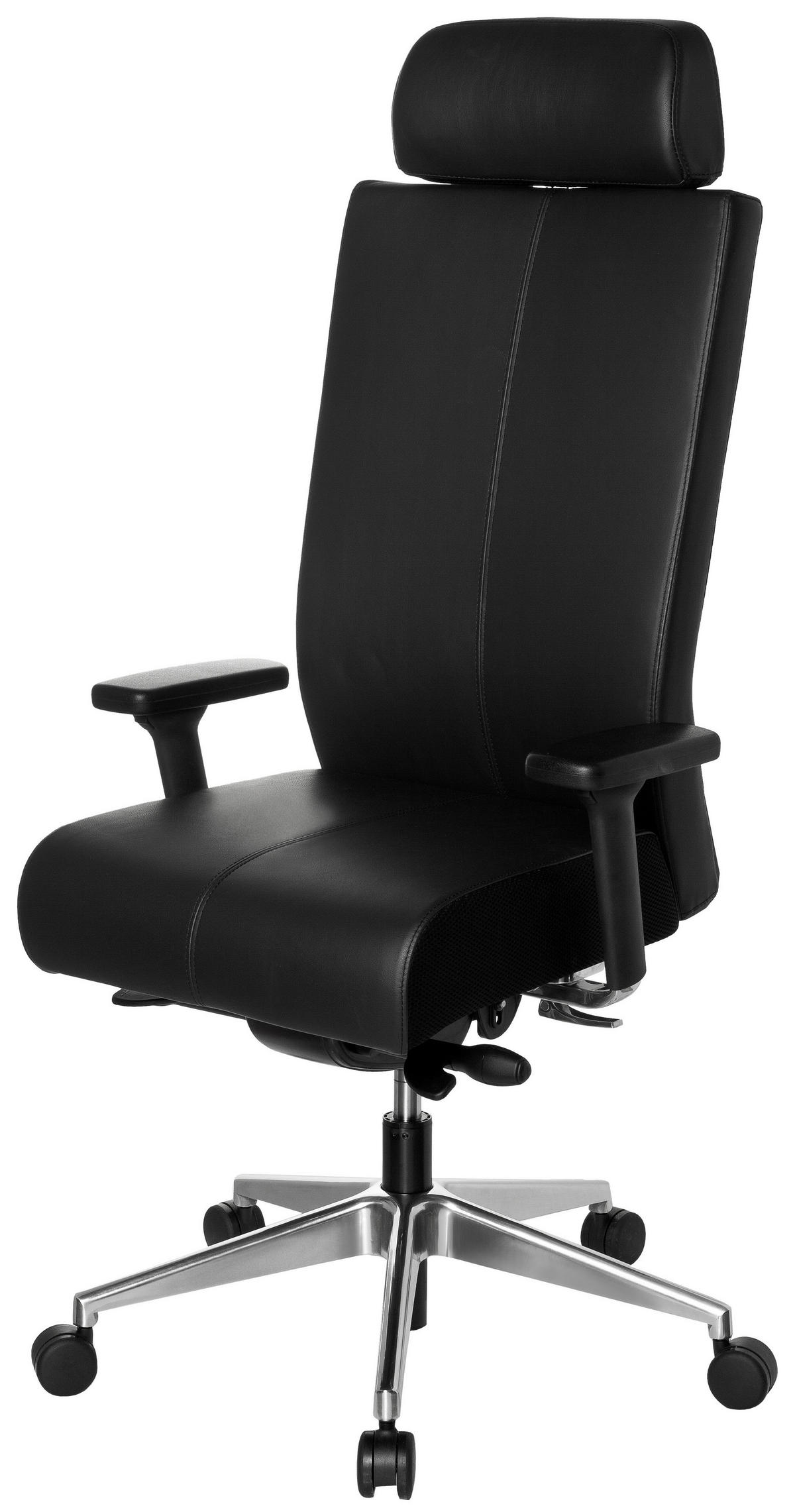 DREHSTUHL Lederlook Schwarz  - Silberfarben/Schwarz, MODERN, Leder/Kunststoff (59/138/49cm) - MID.YOU