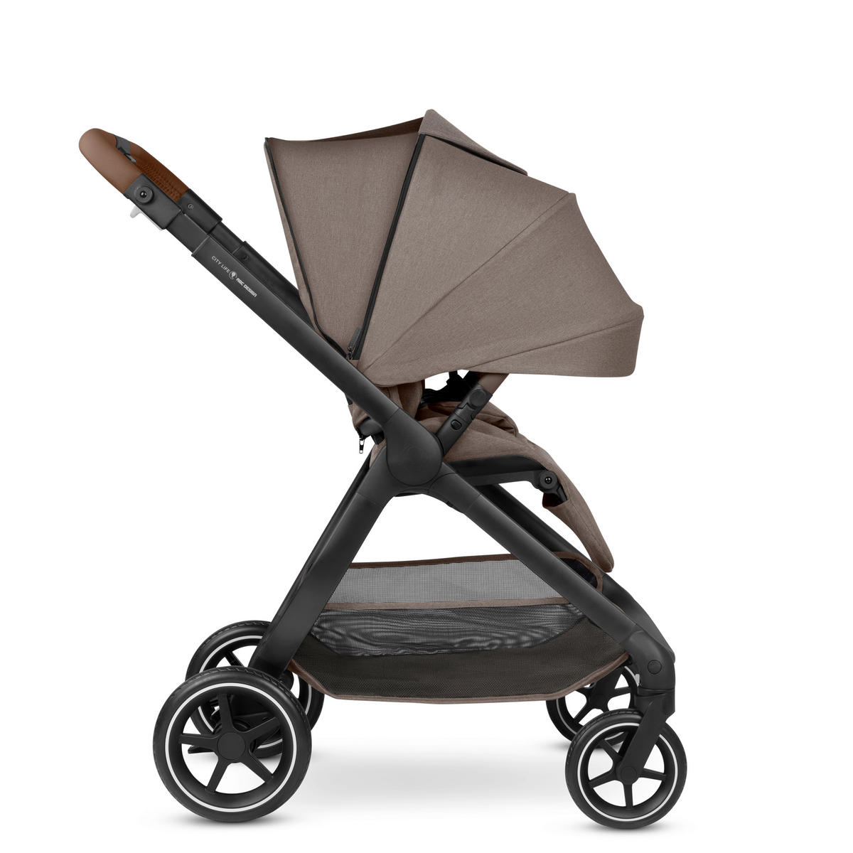 KINDERWAGENSET  City Life All in One Set  Nature  - Graubraun/Schwarz, Basics, Textil/Metall (82/52/107,5cm) - ABC Design