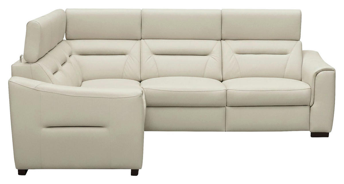 ECKSOFA Lederlook Echtleder Creme  - Wengefarben/Creme, Design, Leder/Holz (260/260cm) - Celina Home