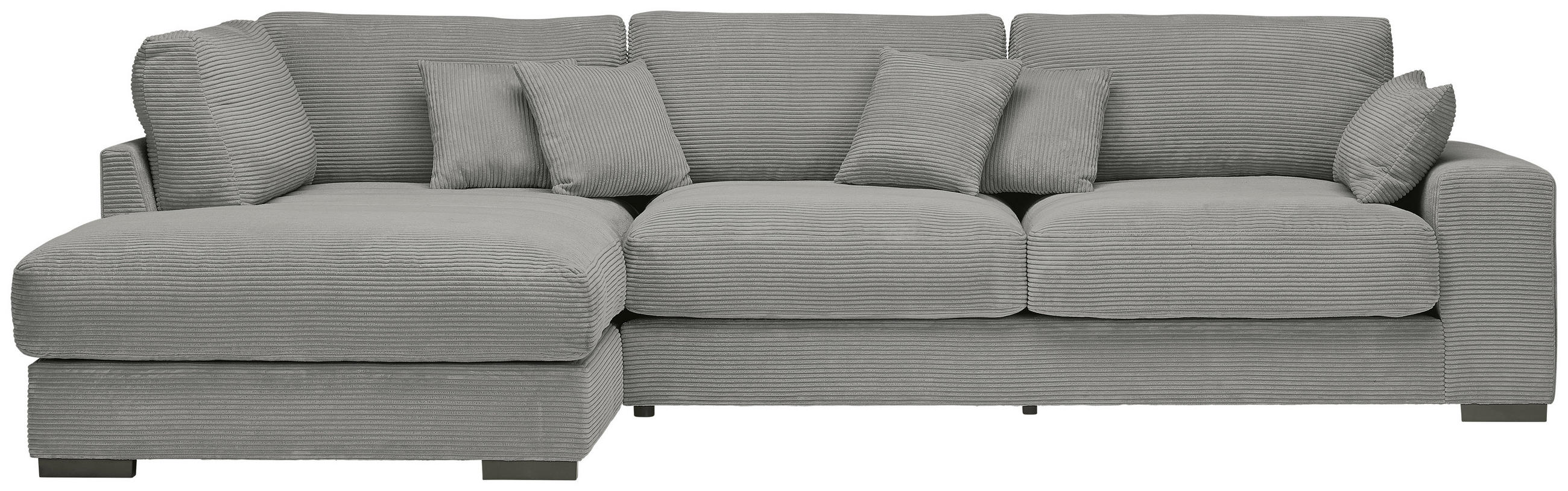 ECKSOFA in Cord Grau  - Schwarz/Grau, Design, Kunststoff/Textil (205/340cm) - Lomoco