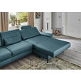ECKSOFA  in Echtleder Blau  334/176 cm  - Blau/Schwarz, Design, Leder/Metall (334/176cm) - Dieter Knoll
