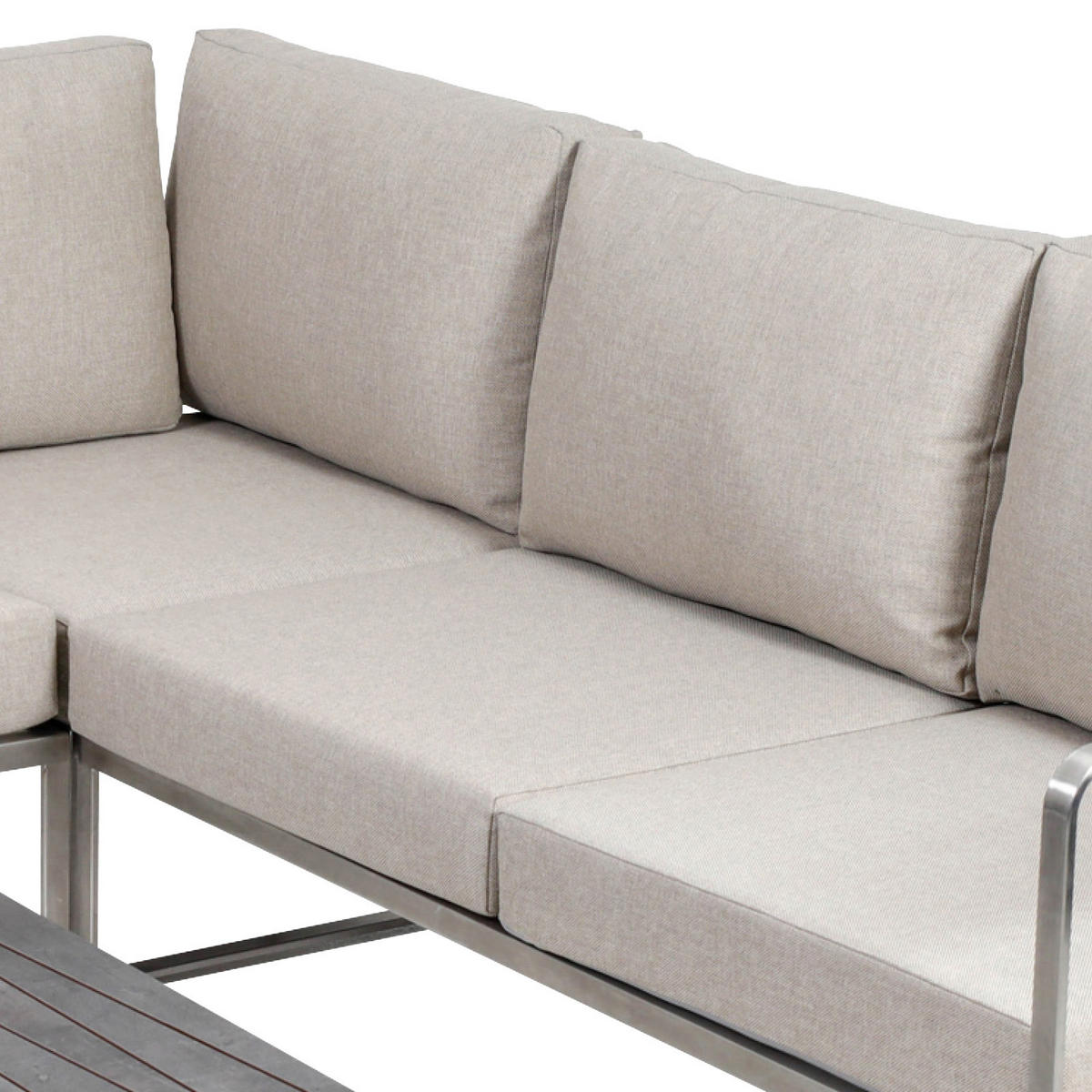 LOUNGEGARNITUR   143/71/70 cm Edelstahl  - Anthrazit/Beige, Basics, Kunststoff/Textil (143/71/70cm) - Gardenson