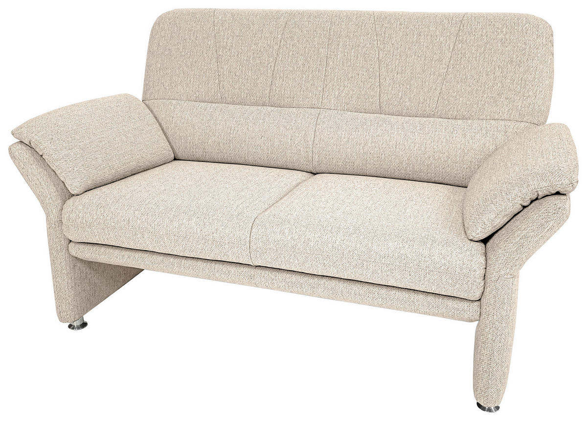 2-SITZER-SOFA in Flachgewebe Creme  - Chromfarben/Creme, Design, Textil/Metall (147-172/90/89cm) - Horst AG
