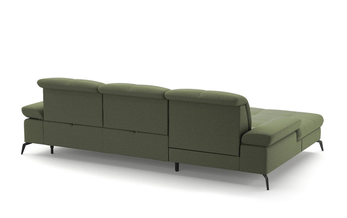 ECKSOFA in Flachgewebe Olivgrün  - Schwarz/Olivgrün, Konventionell, Textil/Metall (185/279cm) - Sit & More