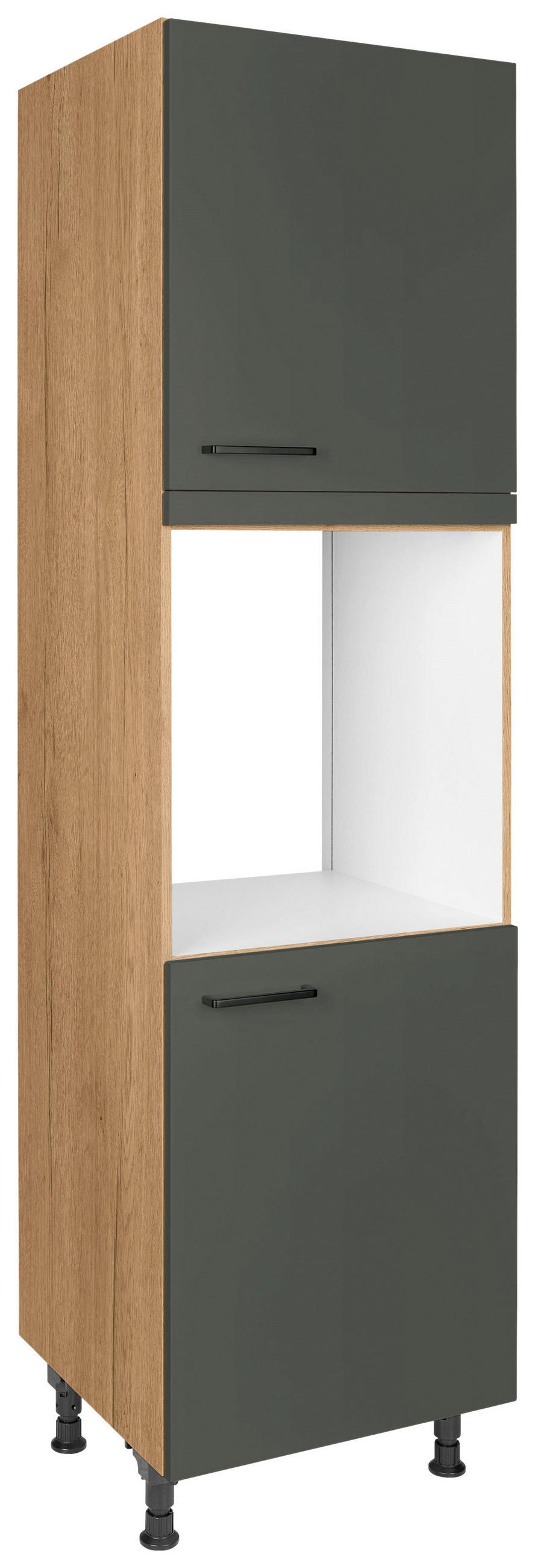 GERÄTEUMBAUSCHRANK 60/216,6/58 cm  in Grün, Eichefarben  - Eichefarben/Schwarz, MODERN, Holzwerkstoff/Metall (60/216,6/58cm) - Nobilia