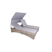 DOPPELLIEGE 160/163/200 cm  - Schwarz/Grau, Basics, Kunststoff/Textil (160/163/200cm) - Gardenson