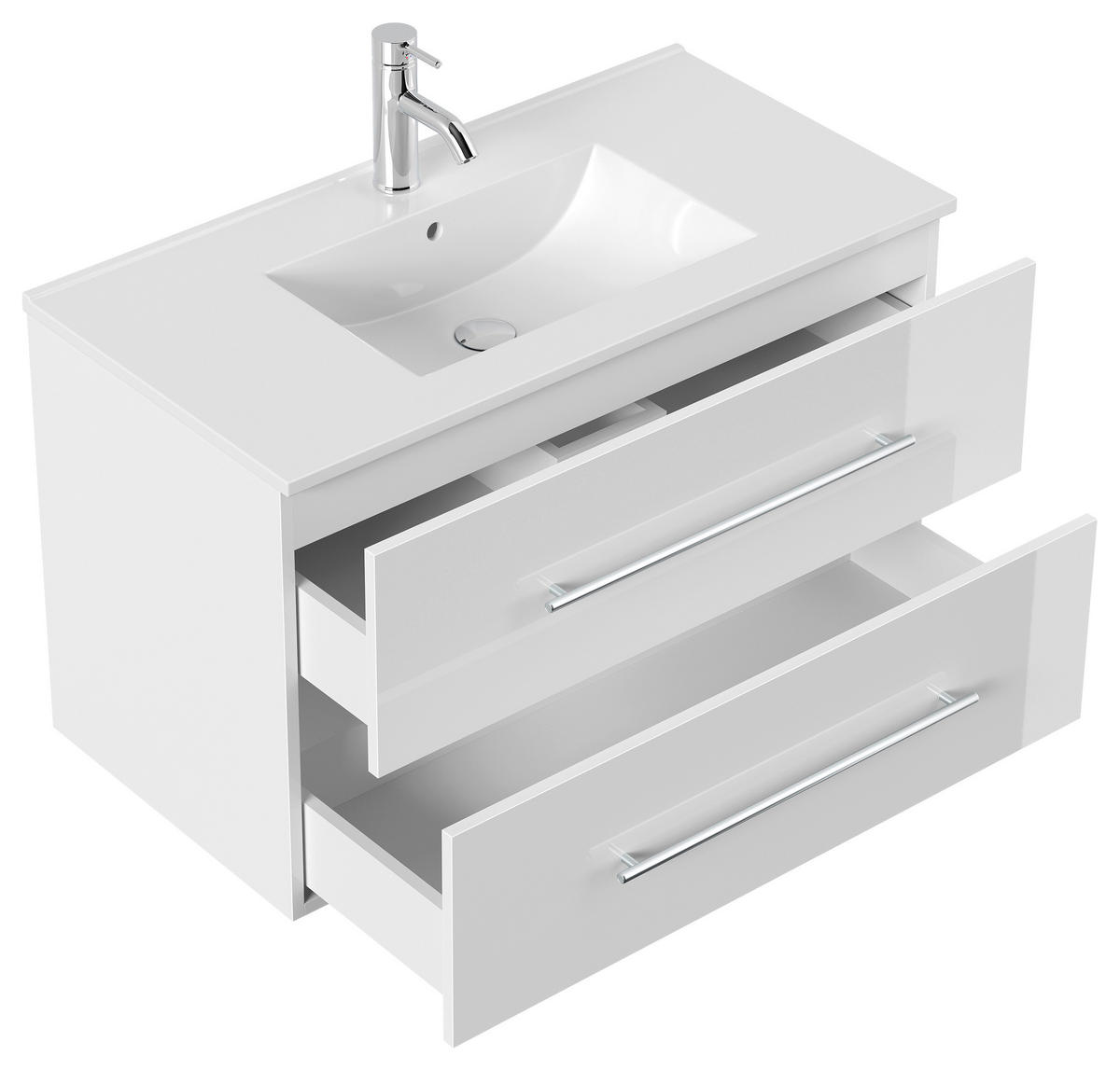 WASCHTISCHKOMBI 91 cm  - Weiß Hochglanz/Weiß, Basics, Keramik/Holzwerkstoff (91cm) - MID.YOU