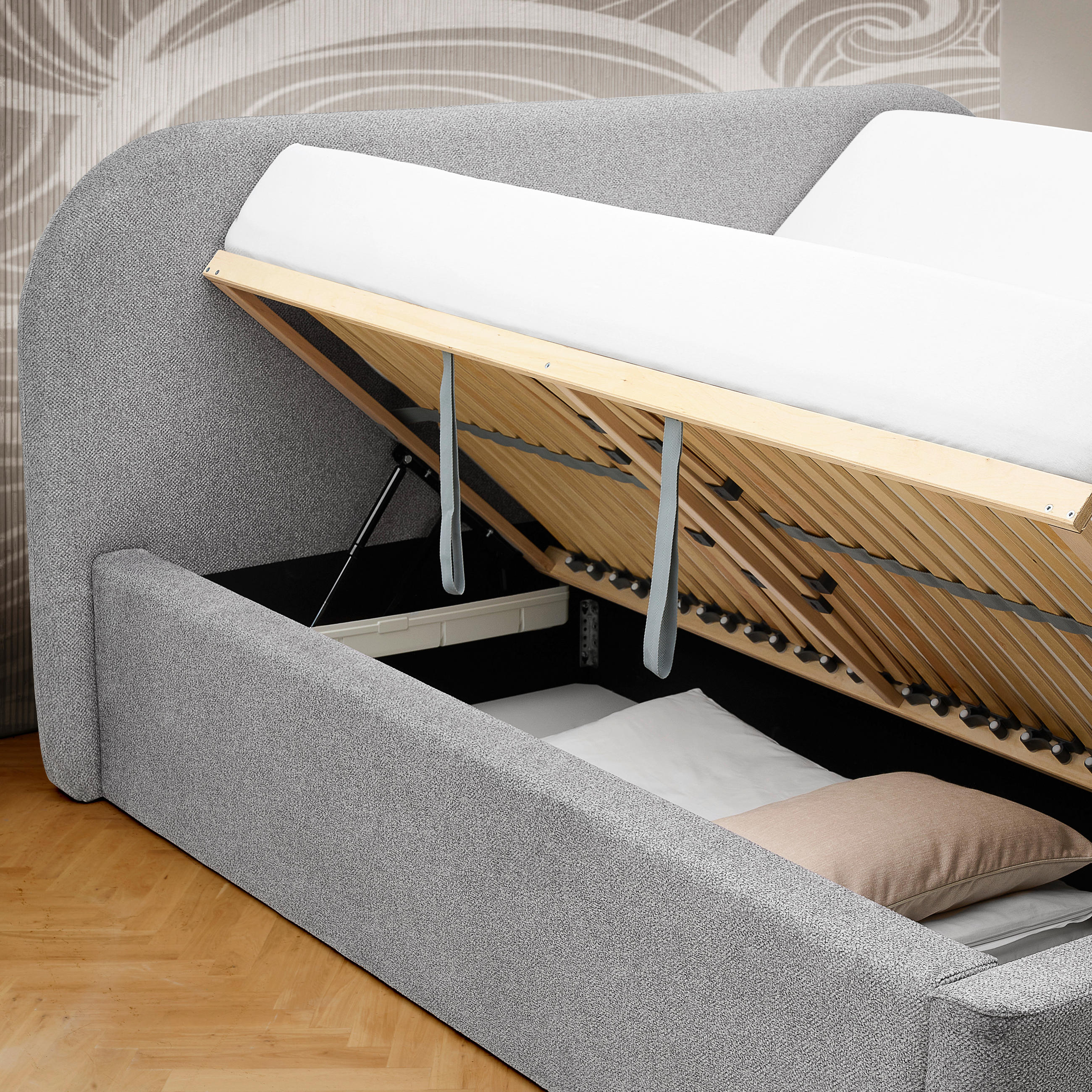 POLSTERBETT 180/200 cm  in Grau  - Schwarz/Grau, Design, Holz/Textil (180/200cm) - Boxxx