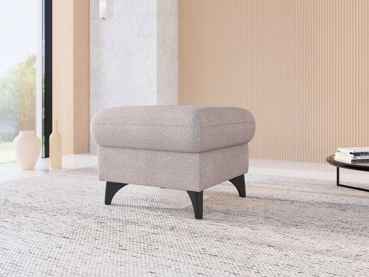 HOCKER in Textil Silberfarben  - Silberfarben/Schwarz, KONVENTIONELL, Textil/Metall (58/48/58cm) - Sit & More