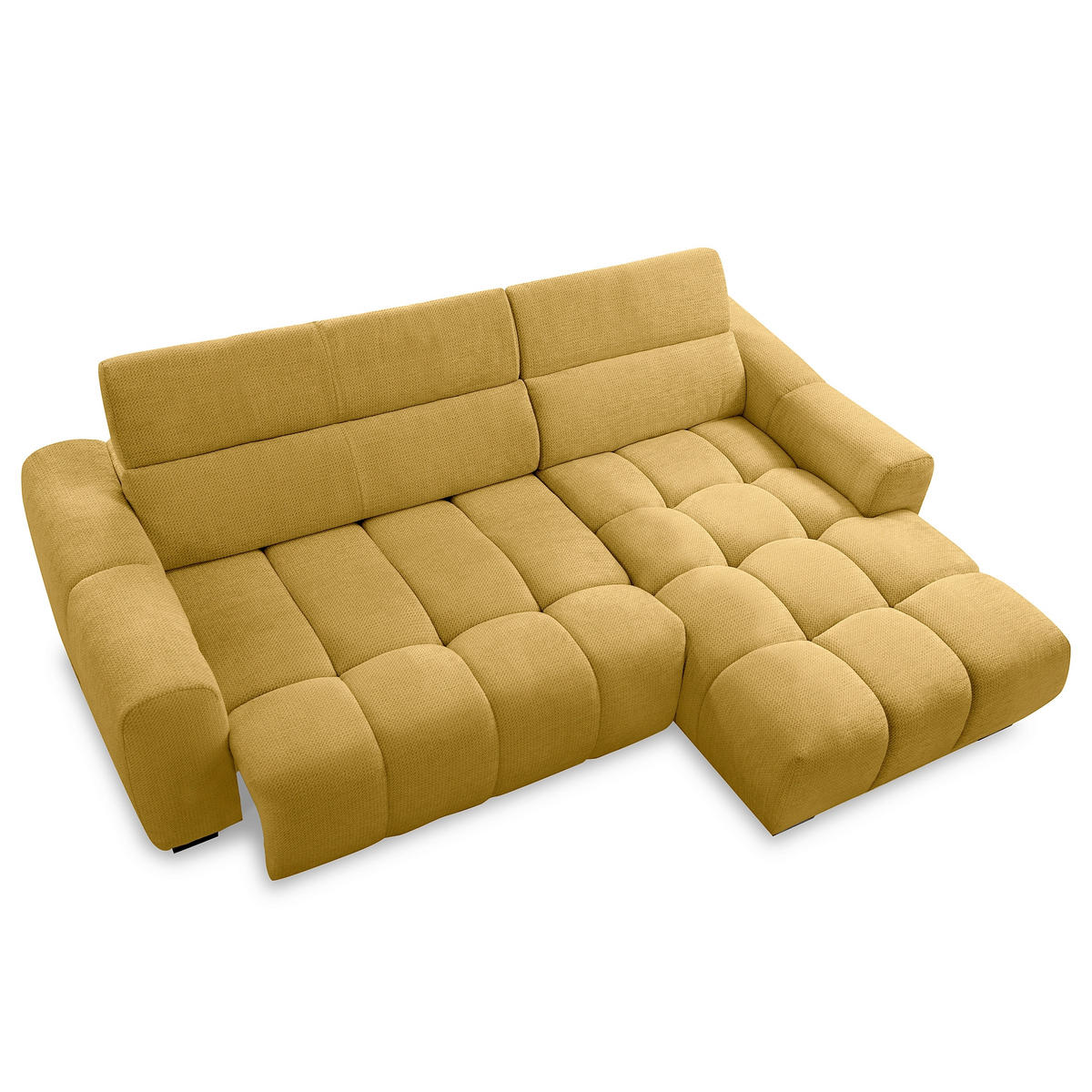 ECKSOFA  Webstoff Senfgelb  - Senfgelb/Schwarz, Design, Kunststoff/Textil (274/177cm) - Livetastic