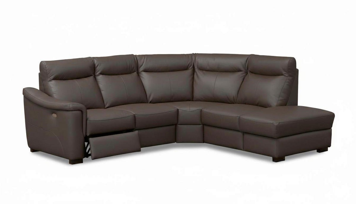 ECKSOFA Echtleder Dunkelbraun  - Wengefarben/Dunkelbraun, Design, Leder/Holz (260/229cm) - Livetastic