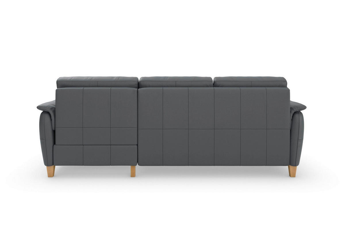 ECKSOFA PALMERA E Schwarz Echtleder  - Eichefarben/Schwarz, Basics, Leder/Holz (244/163cm) - Sit & More