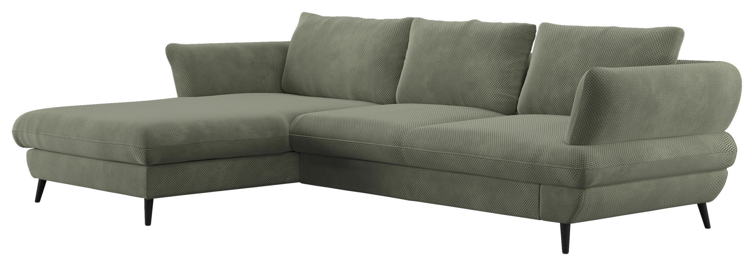 WOHNLANDSCHAFT Grün Velours Bettkasten, Schlaffunktion, Stauraum  - Schwarz/Grün, Design, Textil/Metall (181/281cm) - Livetastic