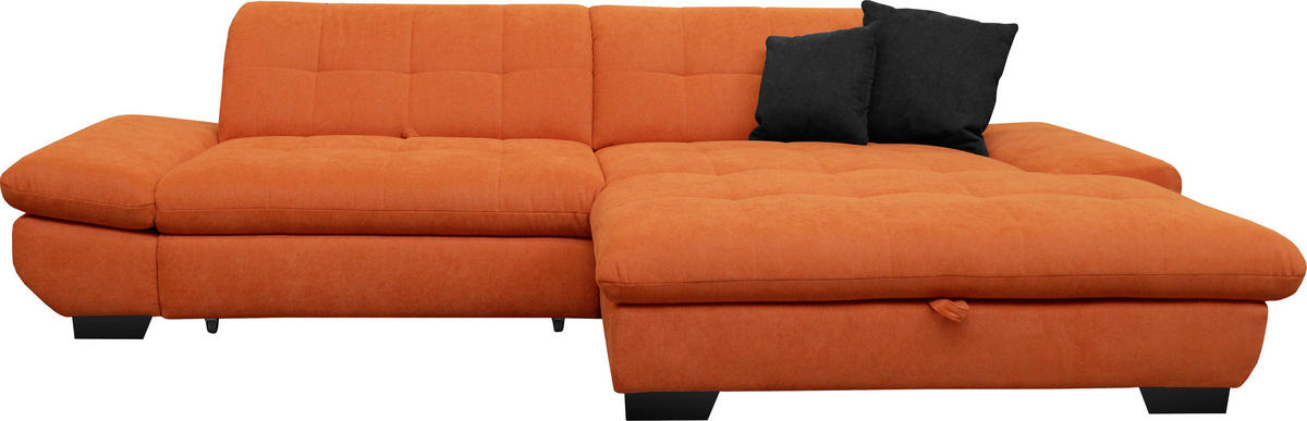 ECKSOFA in Mikrofaser Orange  - Schwarz/Orange, Design, Textil/Metall (290/198cm) - Xora