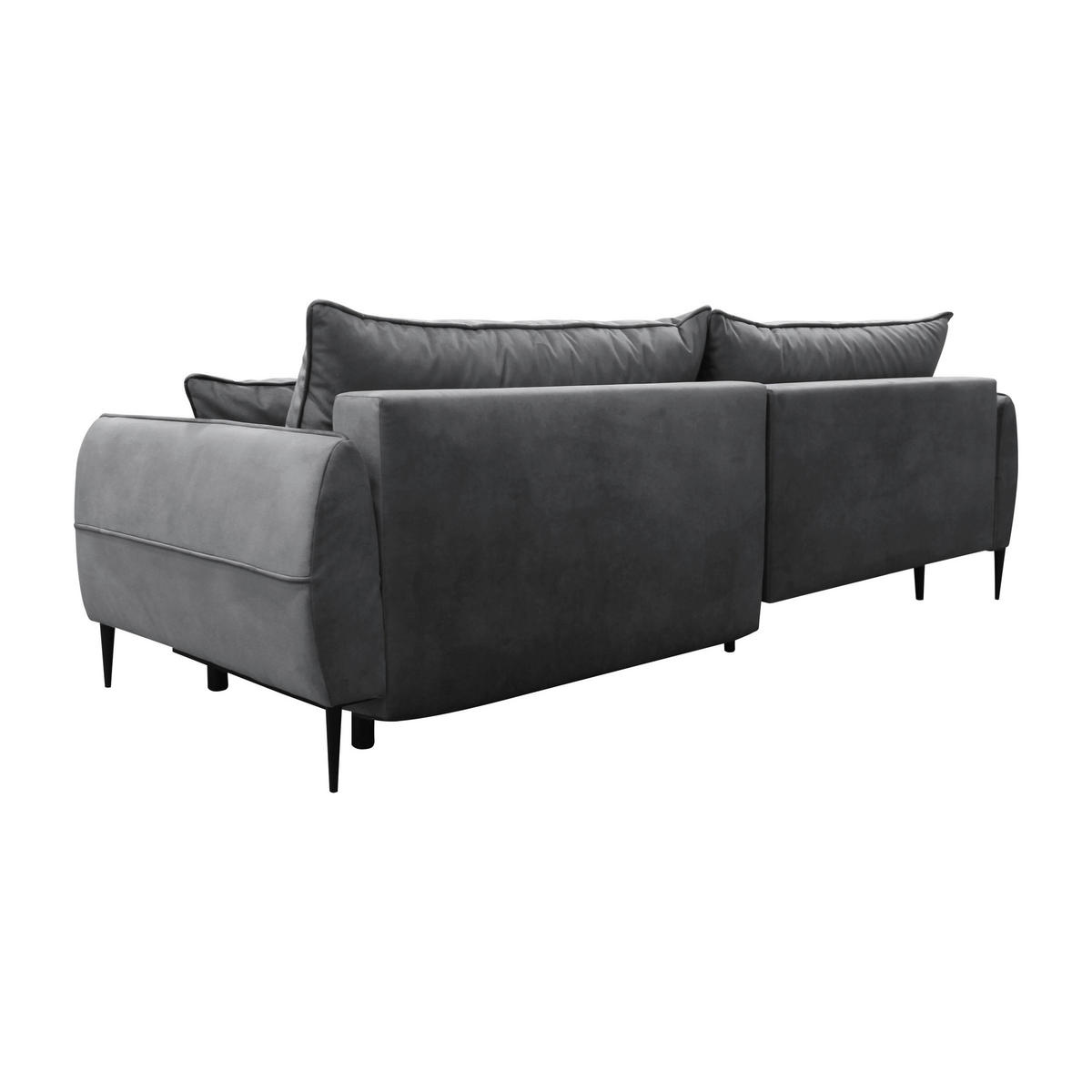 ECKSOFA Grau Velours  - Schwarz/Grau, Design, Textil/Metall (189/260cm) - MID.YOU
