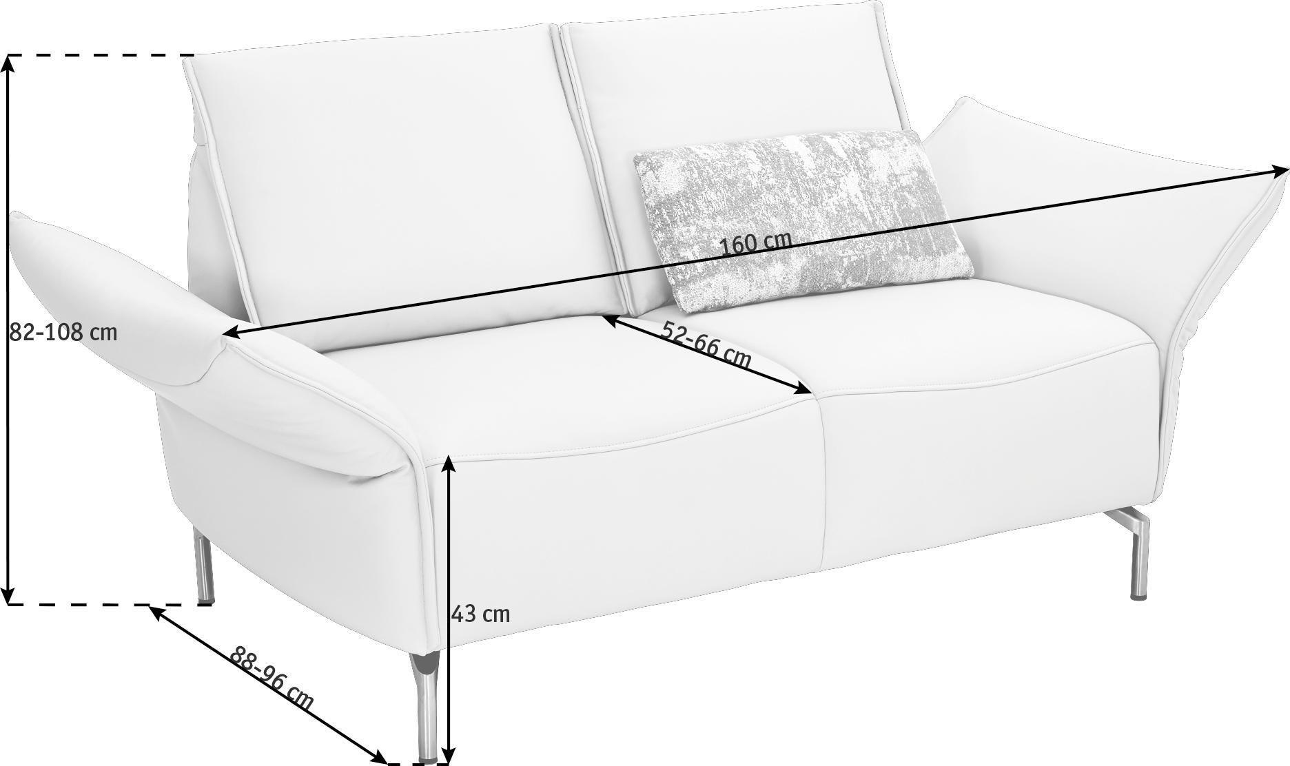 2-SITZER-SOFA Echtleder Weiß  - Weiß/Nickelfarben, Design, Leder/Metall (160/107/88cm) - Koinor