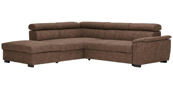 ECKSOFA Braun Lederlook  - Schwarz/Braun, Design, Kunststoff/Textil (230/263cm) - Hom`in