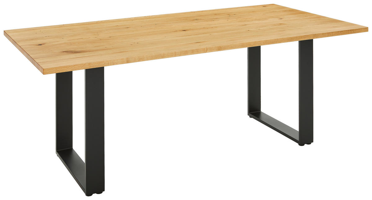 ESSTISCH in Holz 160/90/76 cm  - Eichefarben/Schwarz, Design, Holz/Metall (160/90/76cm) - Lomoco