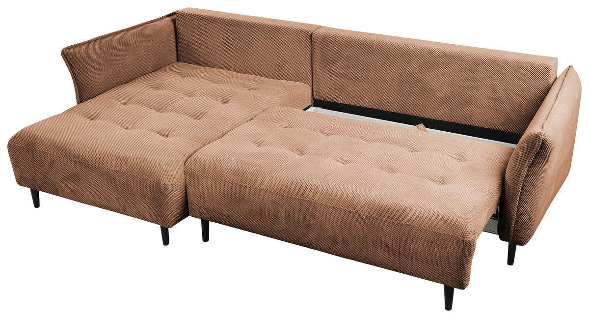 ECKSOFA in Chenille Dunkelorange  - Dunkelorange/Schwarz, Modern, Textil/Metall (200/285cm) - MID.YOU