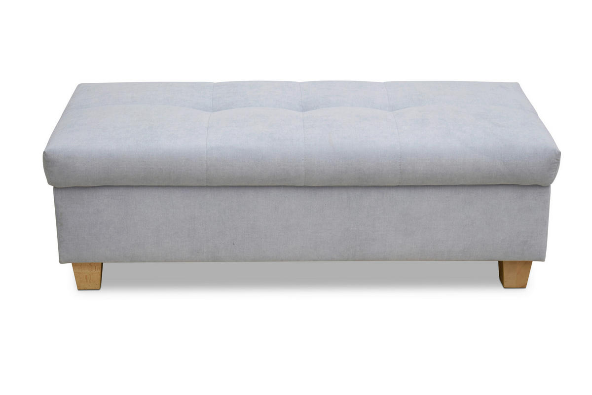 HOCKER Mikrofaser Pastellblau  - Pastellblau, KONVENTIONELL, Holz/Textil (131/42/61cm) - MID.YOU