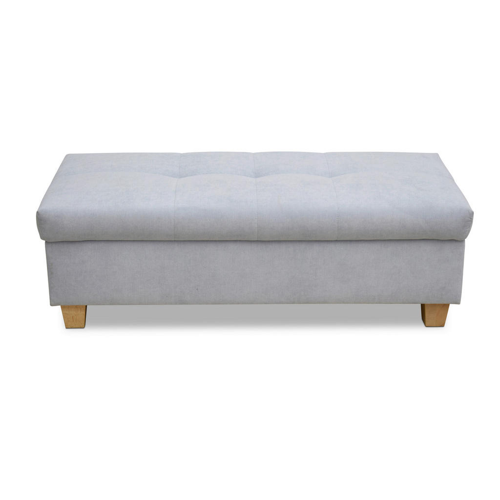 Thumbnail - Mid.you Hocker, Pastellblau, Textil, Eiche, Uni, rechteckig, 140x42x80 cm, Made in Europe, FSC Mix, Wohnzimmer, Hocker, ...