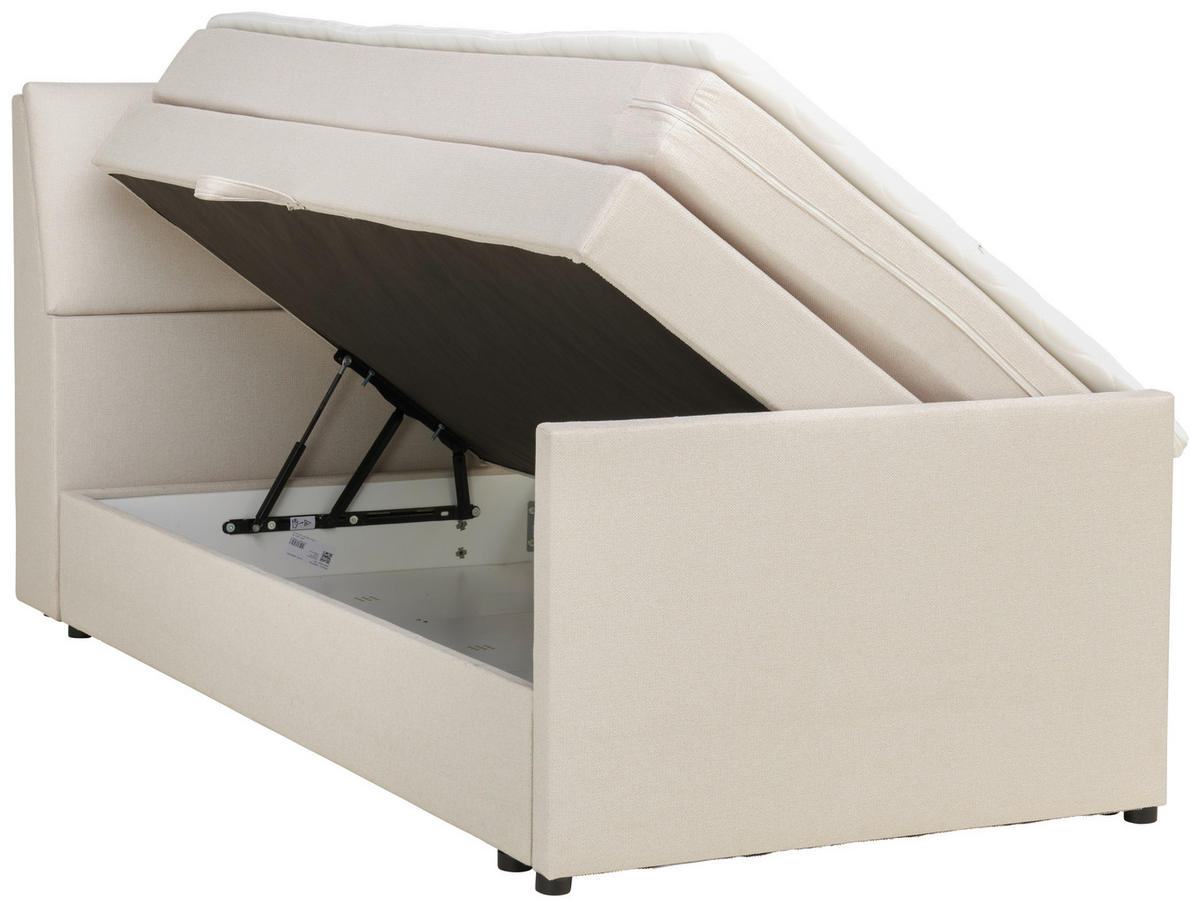 BOXSPRINGBETT 100/200 cm  in Creme  - Creme/Schwarz, Modern, Holz/Textil (100/200cm) - MID.YOU