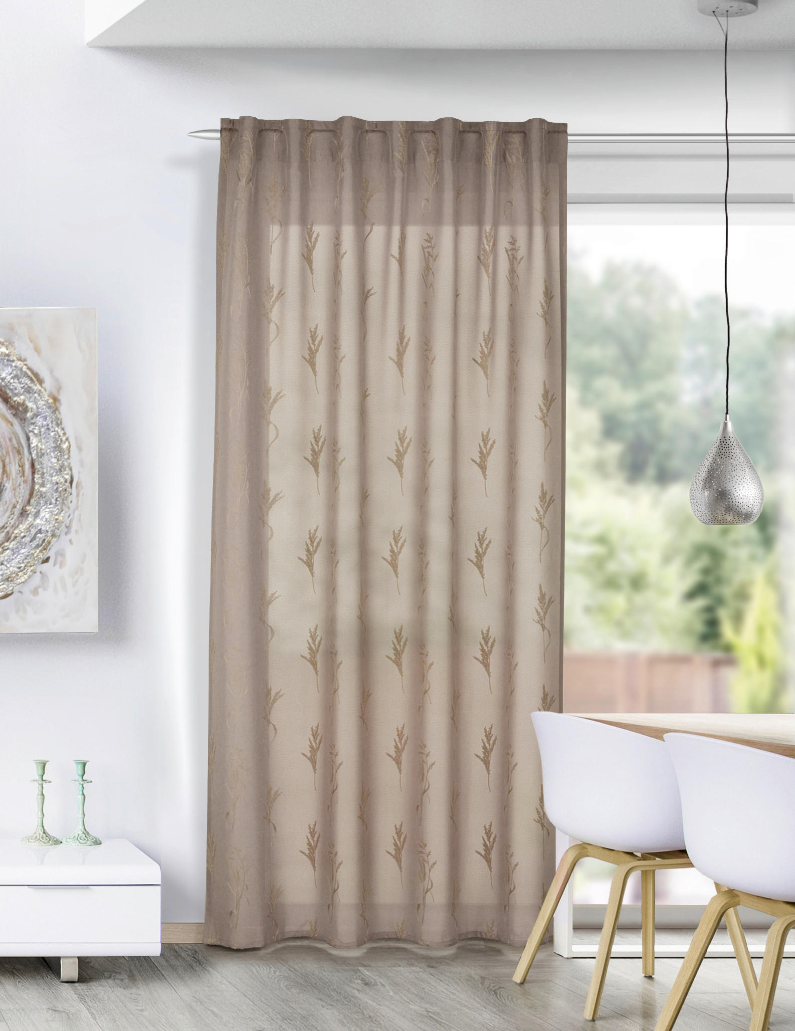 SCHLAUFENSCHAL  halbtransparent  135/245 cm   - Beige, Basics, Textil (135/245cm)