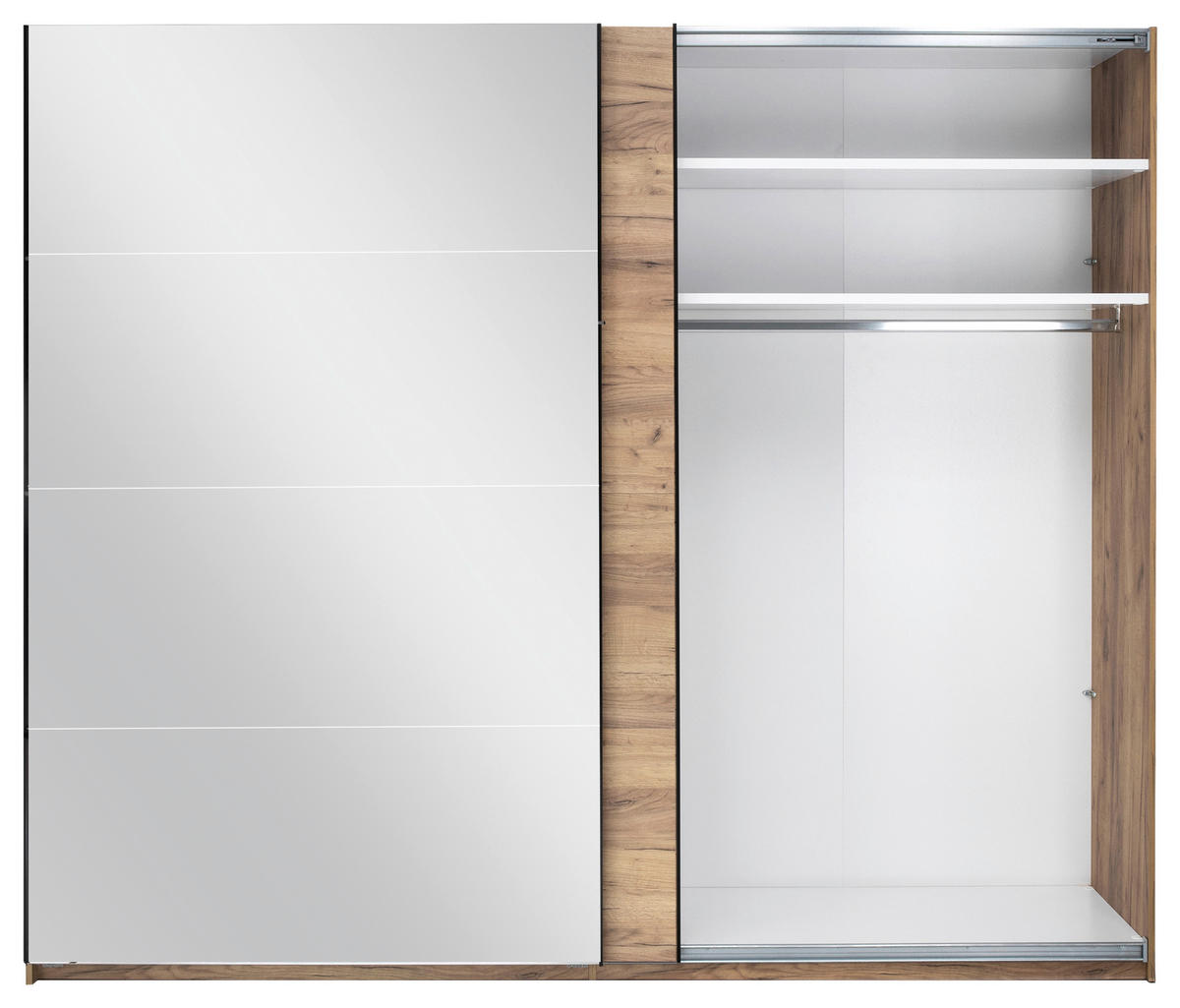 SCHIEBETÜRENSCHRANK 250/210/62 cm 2-türig Eichefarben  - Eichefarben/Schwarz, MODERN, Holzwerkstoff/Metall (250/210/62cm) - MID.YOU