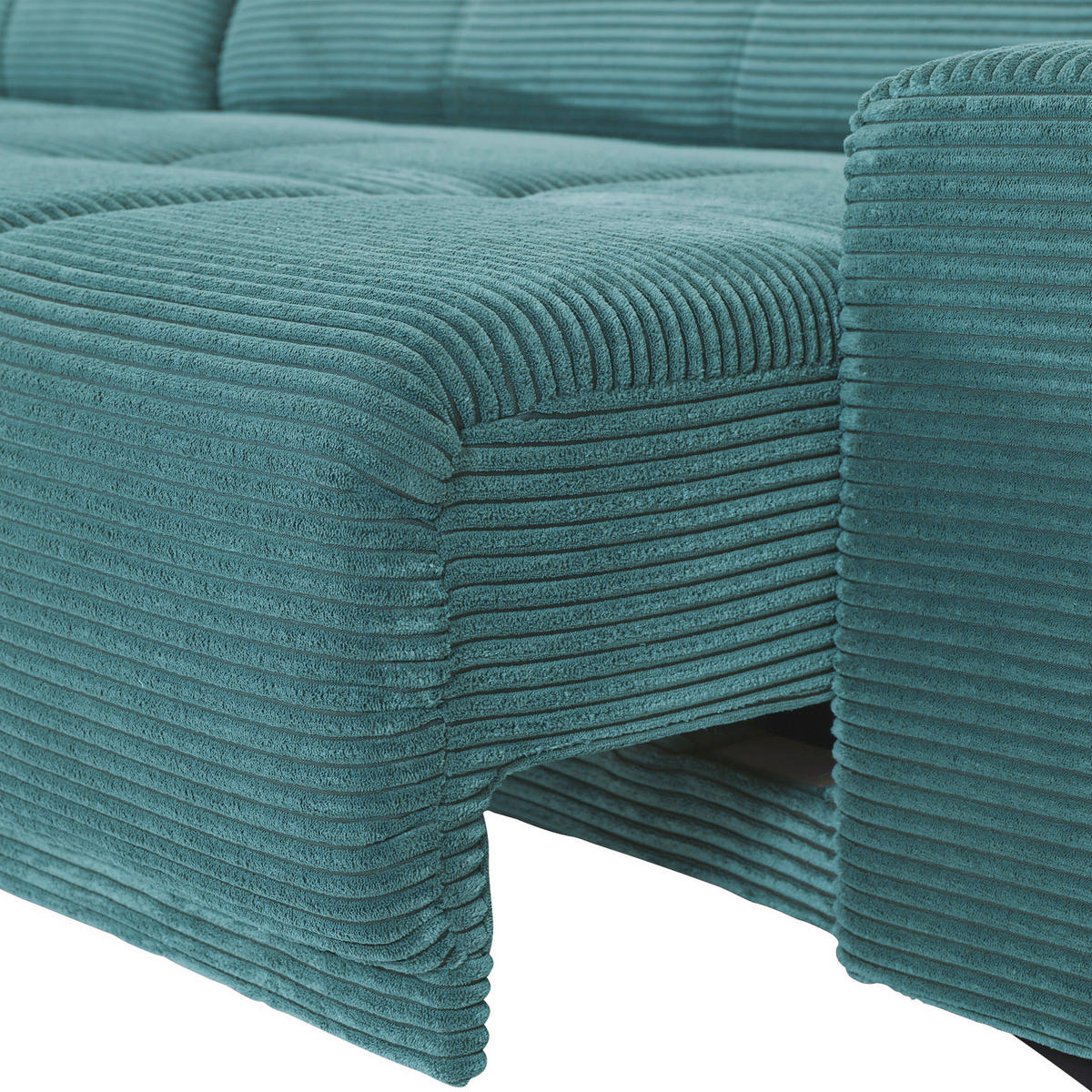 ECKSOFA in Cord Petrol  - Petrol/Schwarz, Konventionell, Textil/Metall (165/295cm) - Carryhome