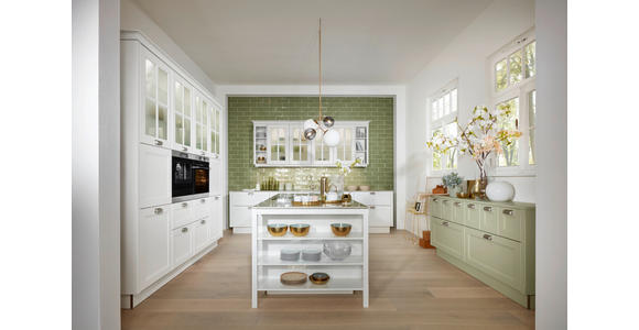 EINBAUKÜCHE   - Eichefarben/Weiß, Design, Holzwerkstoff - Dieter Knoll