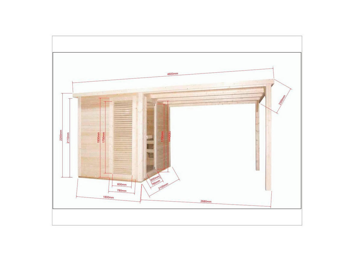 SAUNA für 4-5 Personen Rauma  - Naturfarben, KONVENTIONELL, Holz (460/230/219,5cm) - Sanotechnik