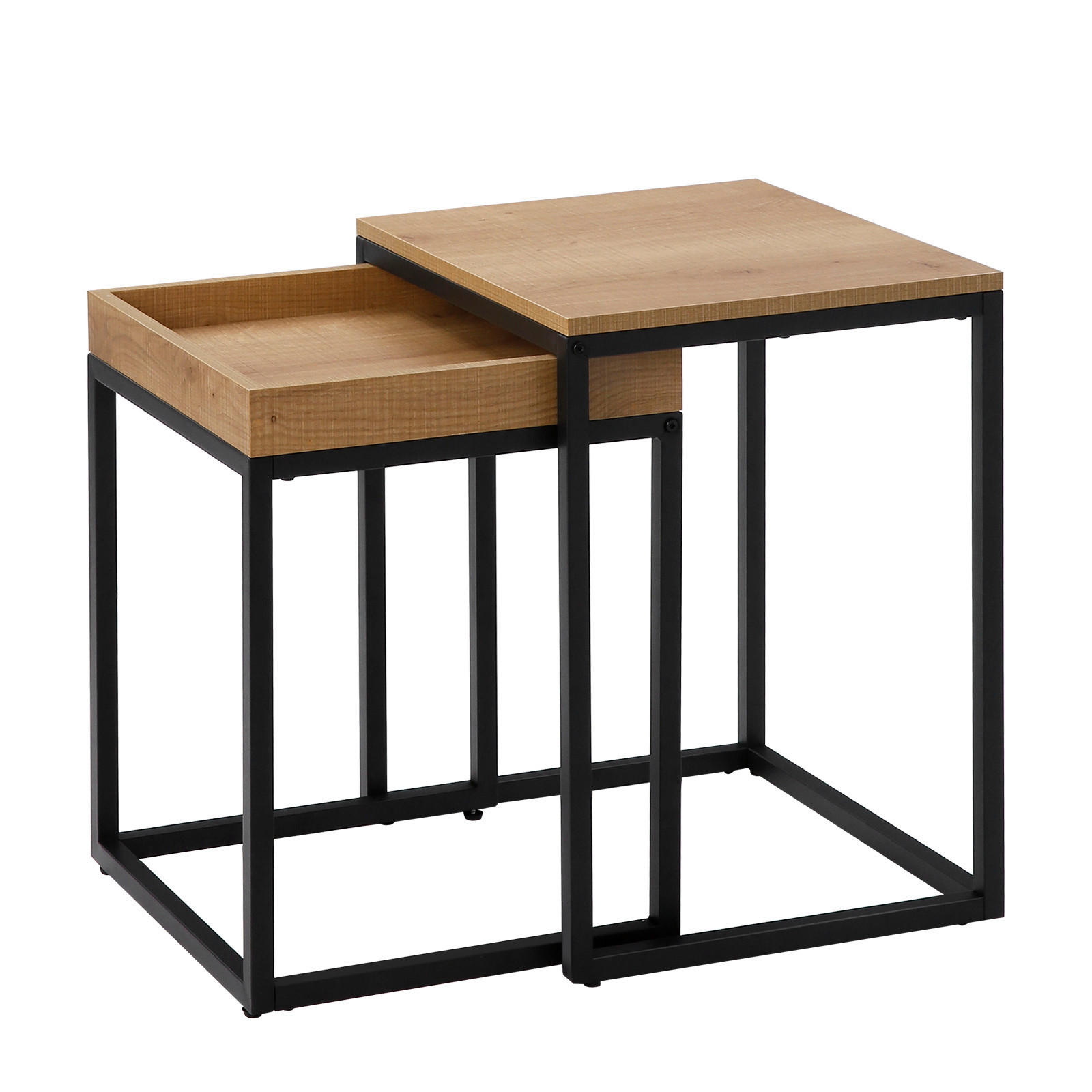 BEISTELLTISCHSET Eichefarben  - Eichefarben, Basics, Holzwerkstoff/Metall (40/38-45/51-55cm) - Boxxx