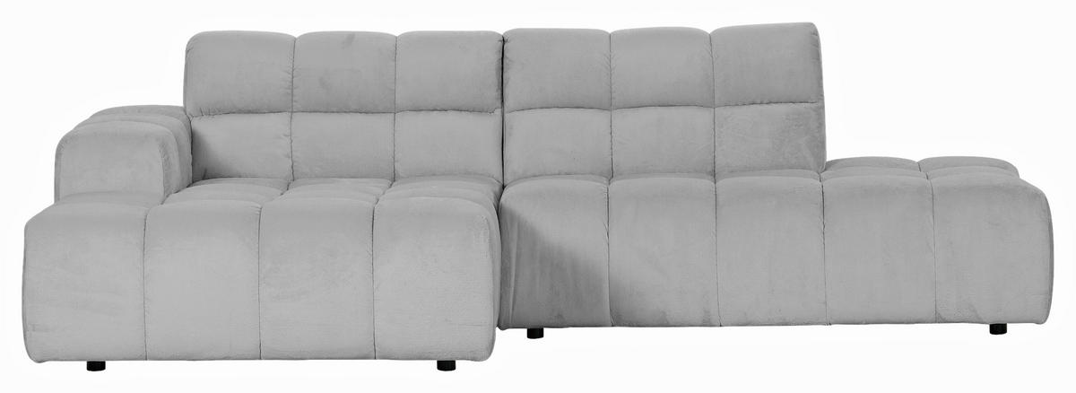 HÖRNSOFFA i plysch ljusgrå  - ljusgrå/svart, Klassisk, textil/plast (155/282cm) - MID.YOU