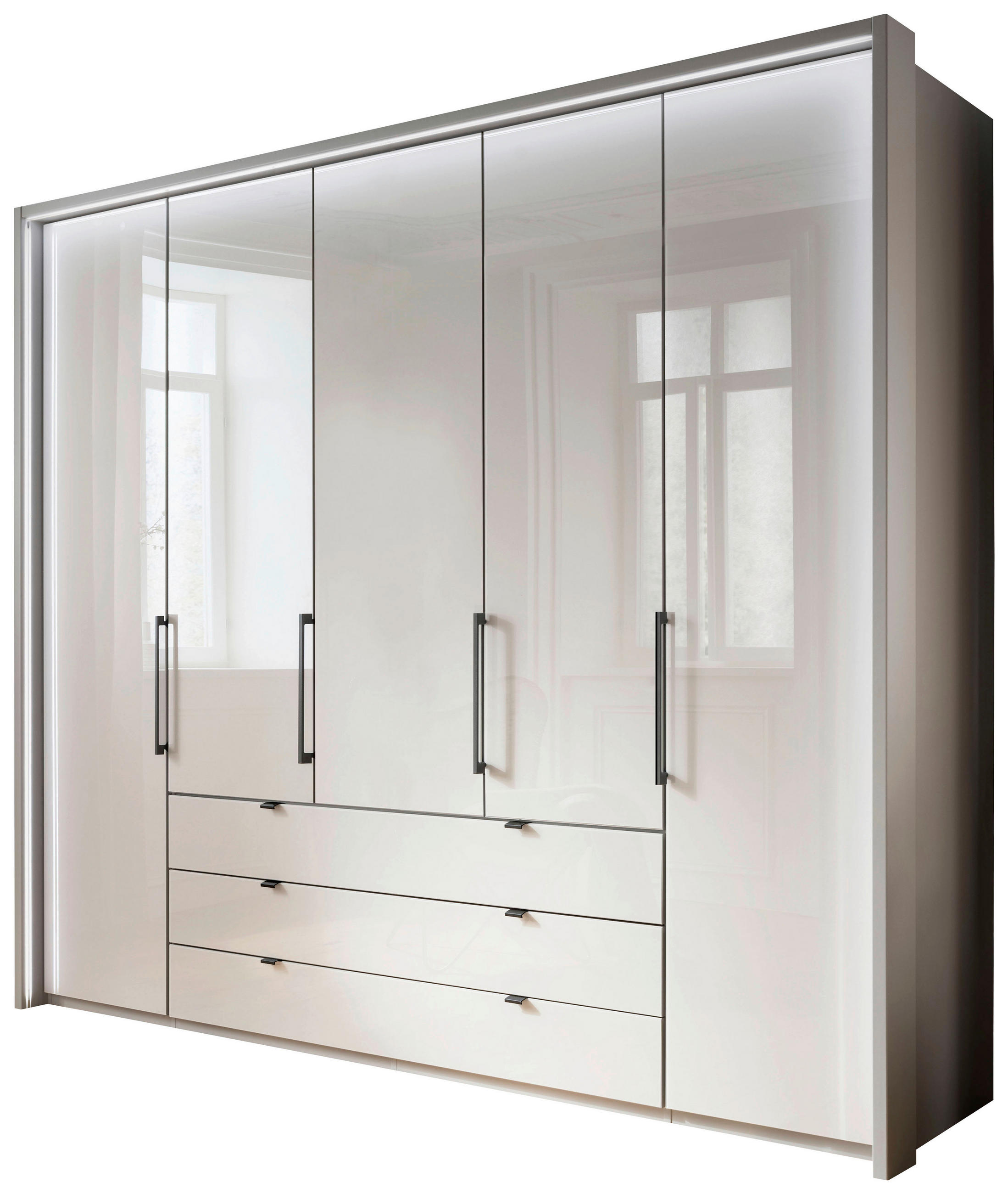 KOMBINIRANA OMARA, siva  - siva, Design, steklo/leseni material (250/216/58cm) - Novel