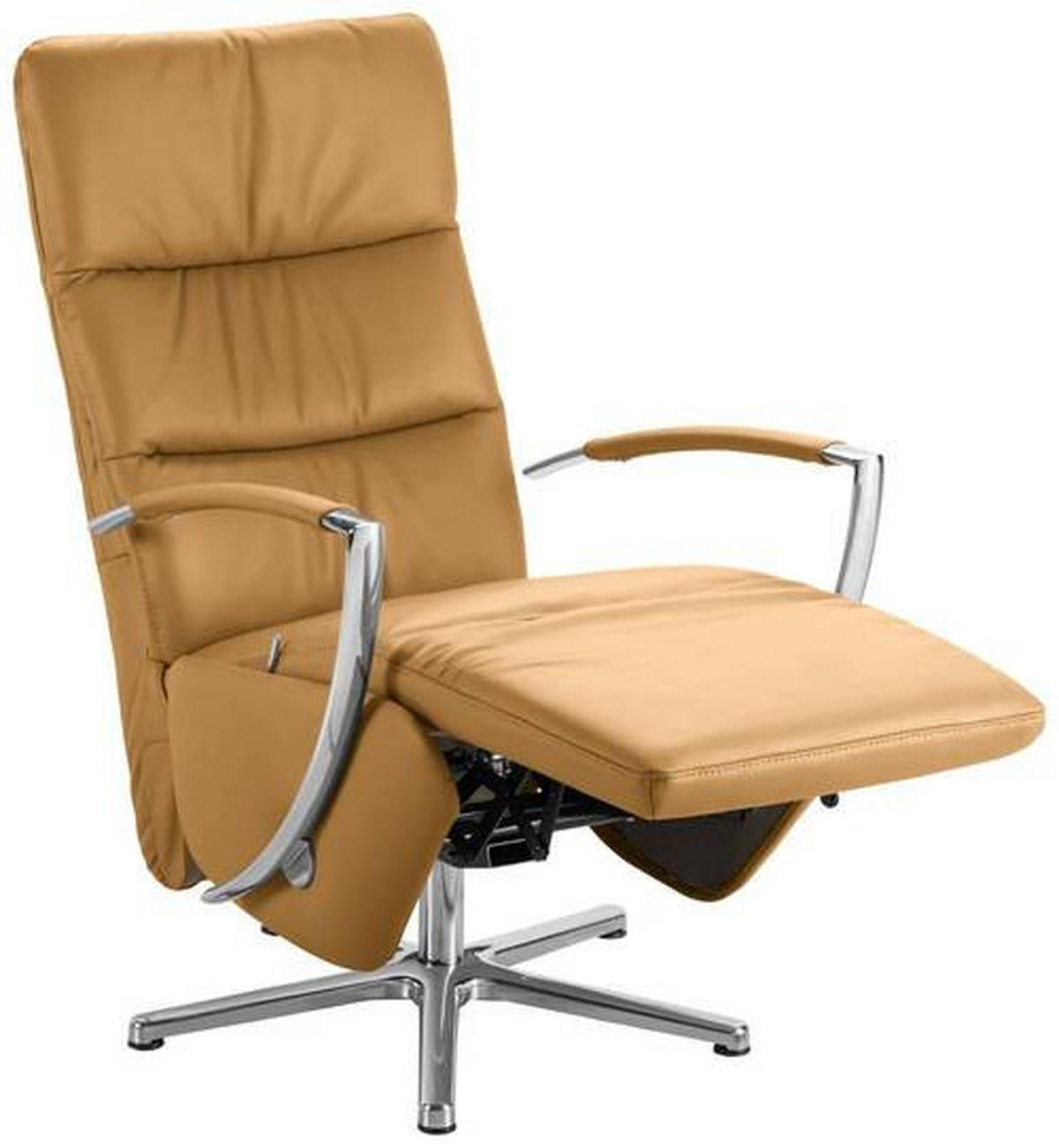 RELAXSESSEL in Leder Cognac  - Chromfarben/Cognac, Design, Leder/Metall (64/112/80cm) - Cantus
