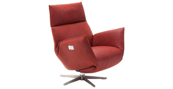 RELAXSESSEL in Leder Rot - Edelstahlfarben/Rot, Design, Leder/Metall (84/67-113/88-165cm) - Dieter Knoll
