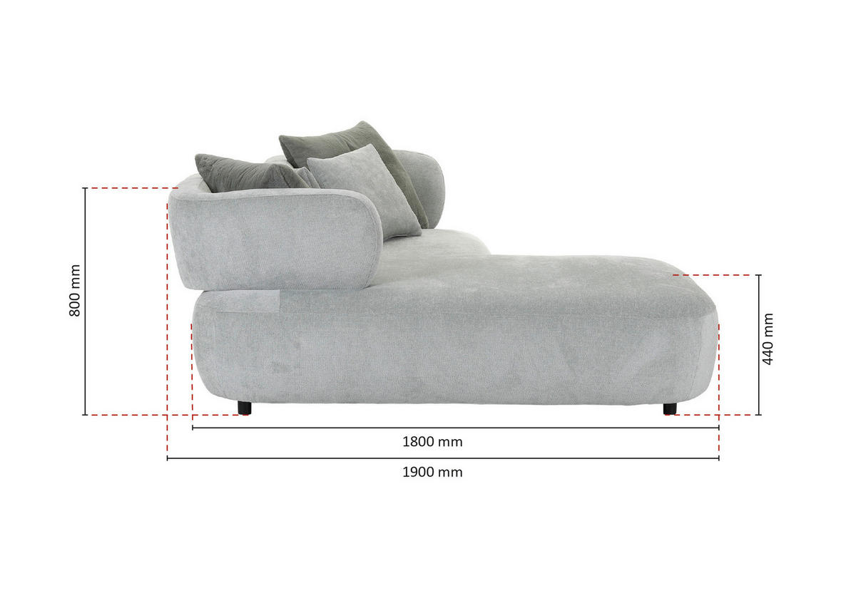 ECKSOFA Mintgrün Flachgewebe Zierkissen, Rückenkissen, Rücken echt, Sitztiefenverstellung  - Salbeigrün/Schwarz, MODERN, Kunststoff/Textil (190/240cm) - Ambia Home