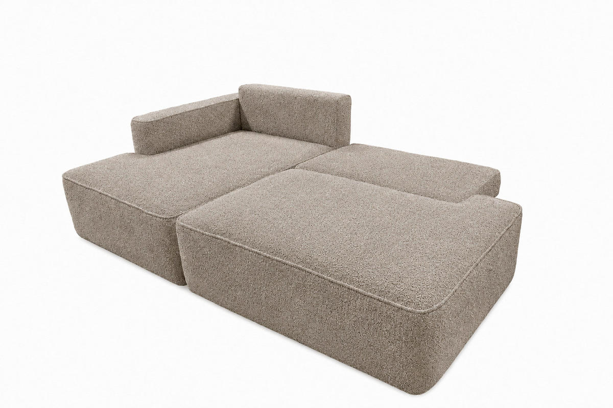 ECKSOFA FREDO Hellbraun Bouclé  - Hellbraun/Schwarz, Design, Kunststoff/Textil (150/233cm) - MID.YOU