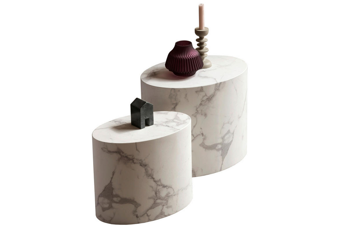 COUCHTISCHSET - Weiß, Design, Holzwerkstoff (48-40/33-24,5/40-33cm) - Livetastic