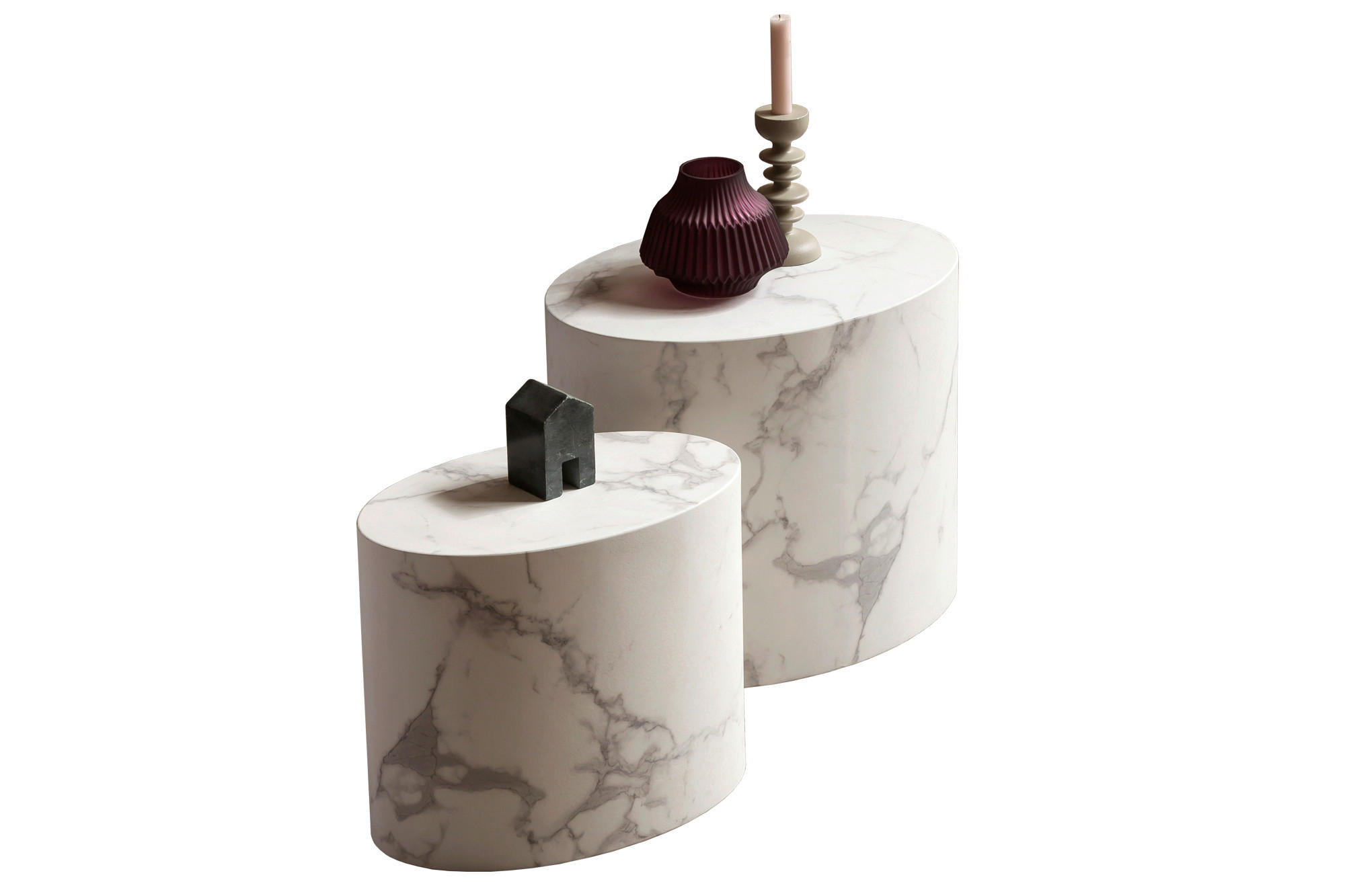 Livetastic SADA KONFERENČNÍCH STOLKŮ, bílá, kompozitní dřevo, 48-40/33-24,5/40-33 cm