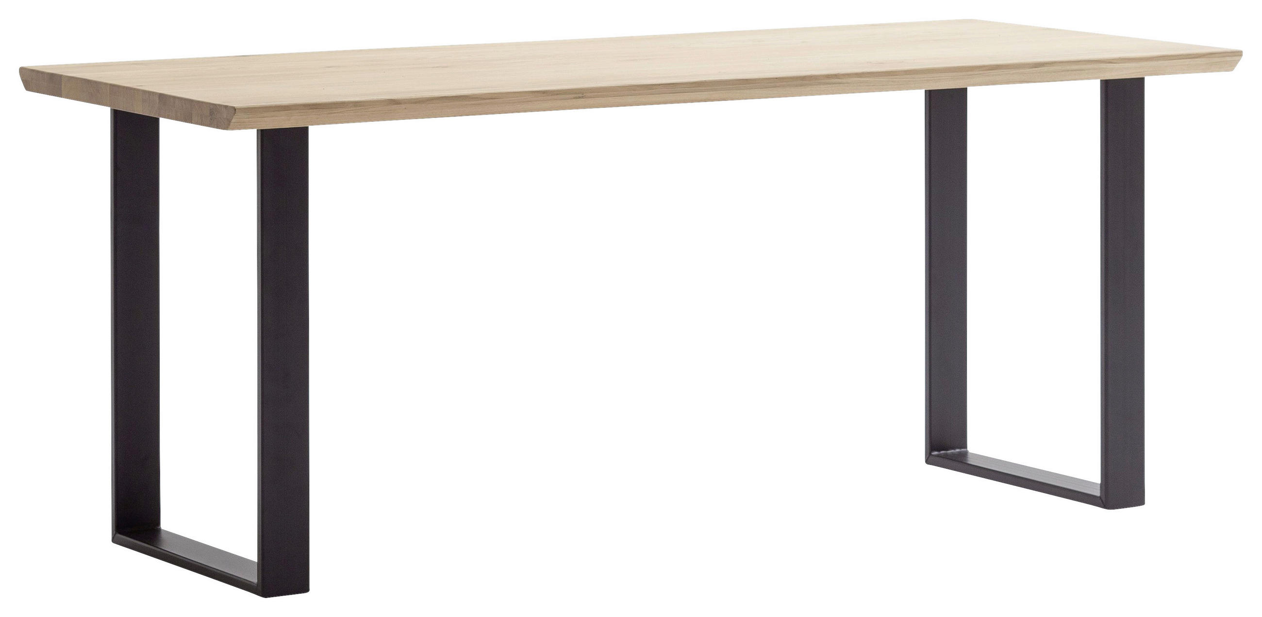 SCHREIBTISCH 160/80/76 cm  in Eiche Bianco  - Eiche Bianco/Schwarz, KONVENTIONELL, Holz/Metall (160/80/76cm) - Linea Natura