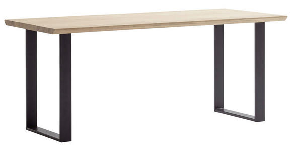 SCHREIBTISCH 160/80/76 cm  in Eiche Bianco  - Eiche Bianco/Schwarz, KONVENTIONELL, Holz/Metall (160/80/76cm) - Linea Natura