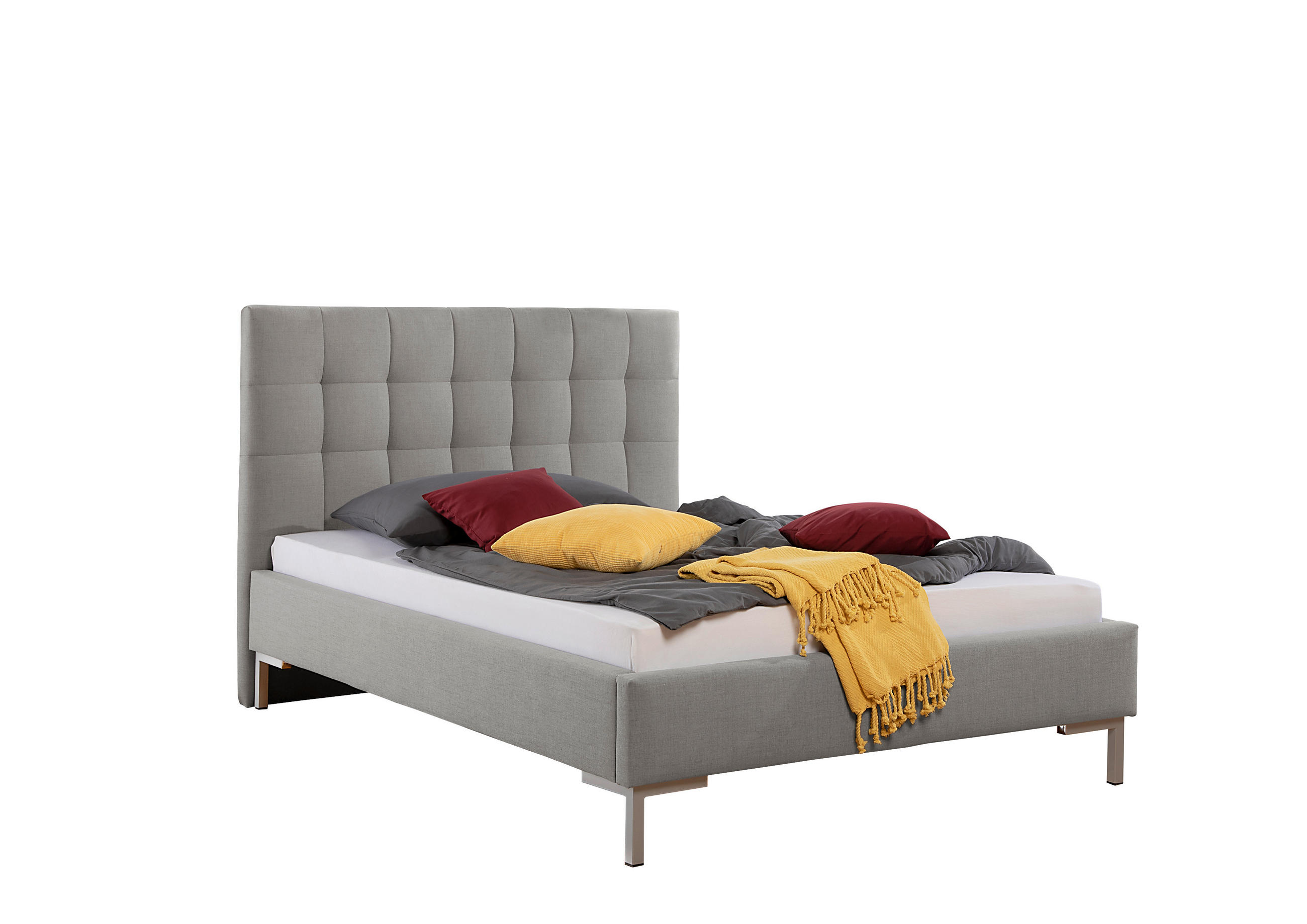 POLSTERBETT  in Grau,  - Silberfarben/Grau, MODERN, Textil/Metall (153/117/210cm) - Livetastic
