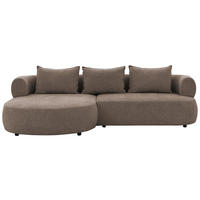 ECKSOFA FERRO in Chenille Braun  156/256 cm  - Schwarz/Braun, Design, Kunststoff/Textil (156/256cm) - Livetastic