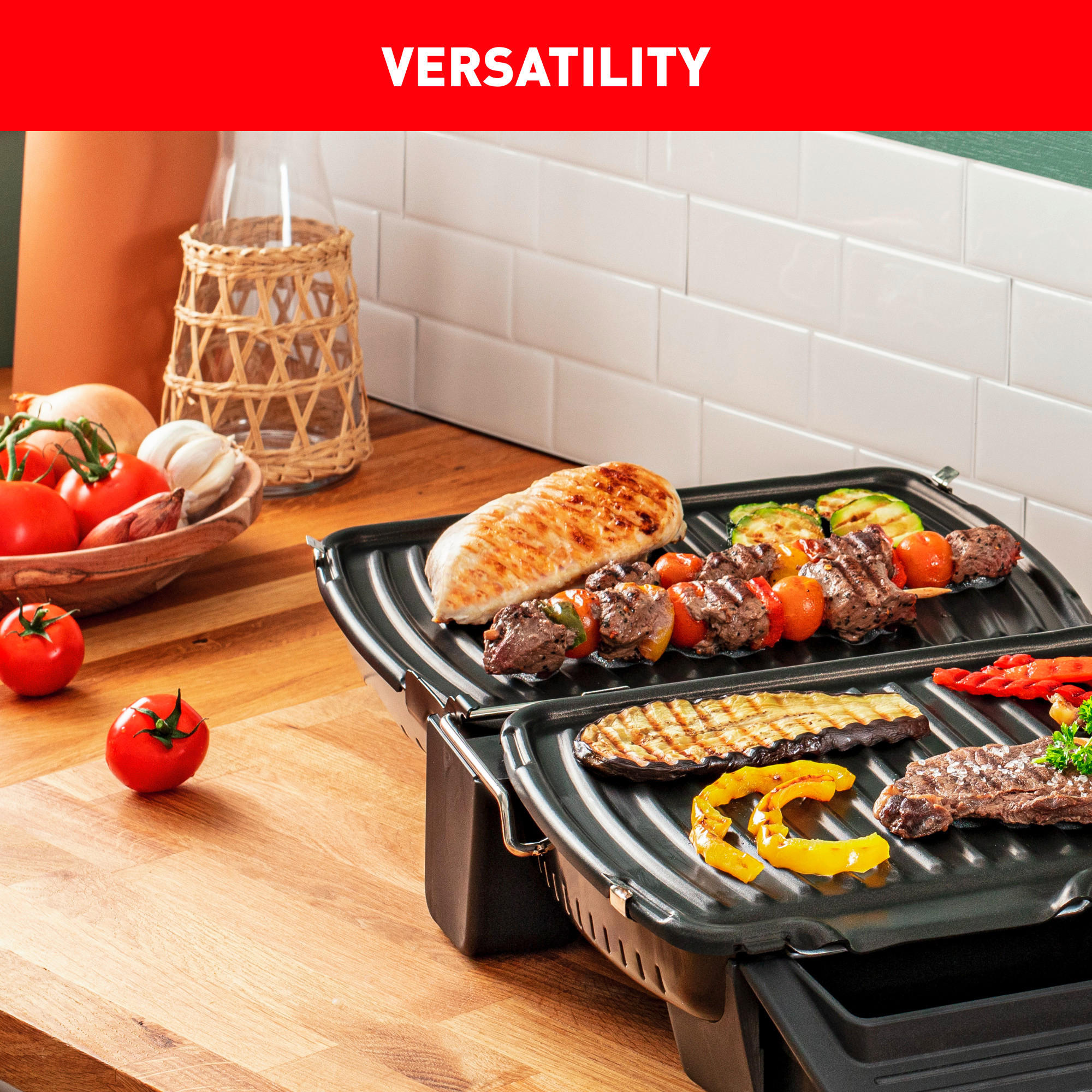KONTAKTGRILL  - Chromfarben/Schwarz, Basics, Kunststoff/Metall (38,3/21/38,8cm) - Tefal