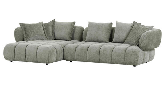 ECKSOFA Olivgrün Flachgewebe  - Schwarz/Olivgrün, KONVENTIONELL, Kunststoff/Textil (156/318cm) - Carryhome