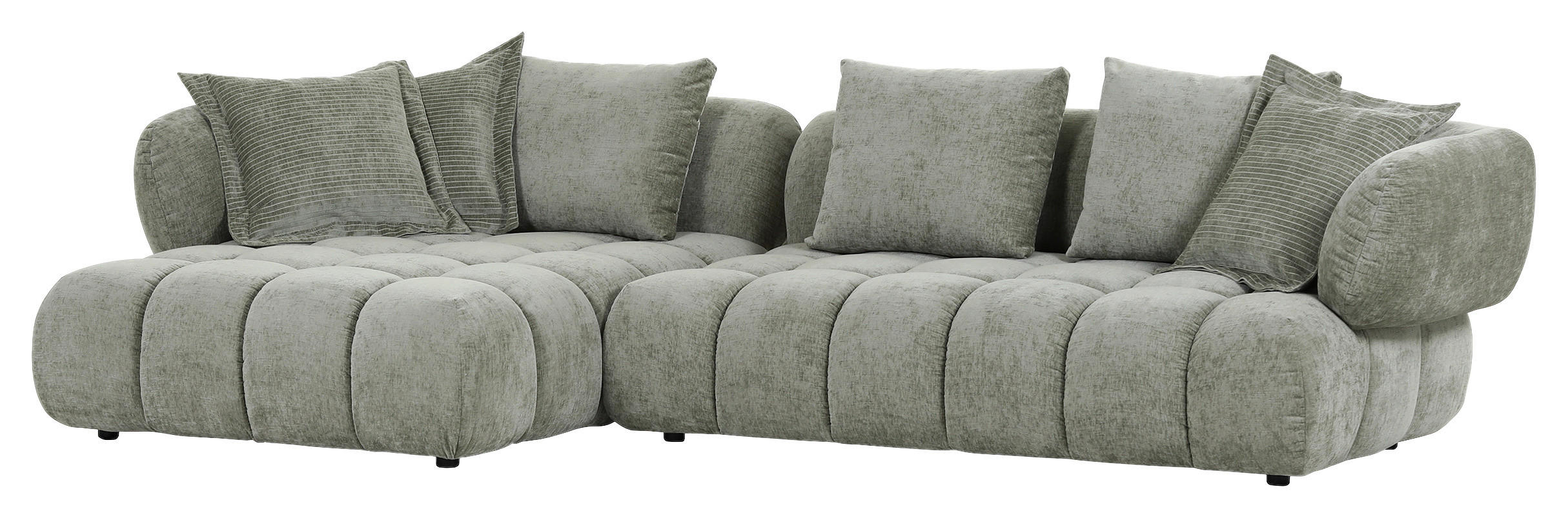 ECKSOFA in Flachgewebe Olivgrün  - Schwarz/Olivgrün, Konventionell, Kunststoff/Textil (156/318cm) - Carryhome