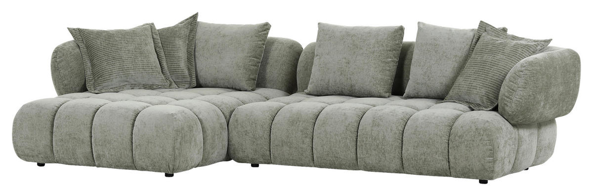 ECKSOFA in Flachgewebe Olivgrün  - Schwarz/Olivgrün, Konventionell, Kunststoff/Textil (156/318cm) - Carryhome